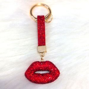 Red Lip Keychain with Gold Accents